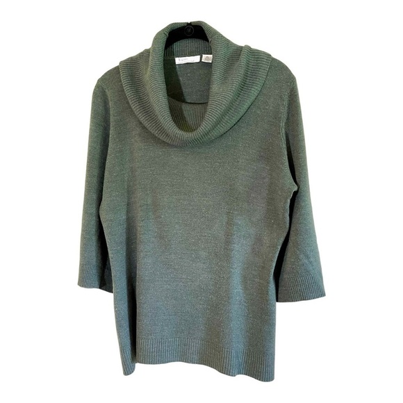 LUXE 360, WOMENS, COWL NECK, GREY SWEATER TOP. 3/4 FLARE SLEEVE. SIZE XL - Picture 5 of 7